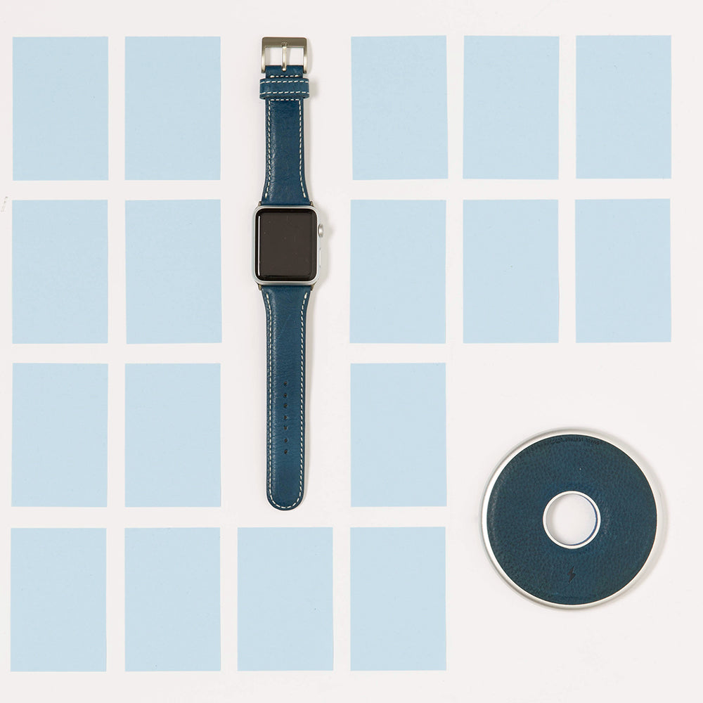 Minerva box leather for Apple watch strap and flat station