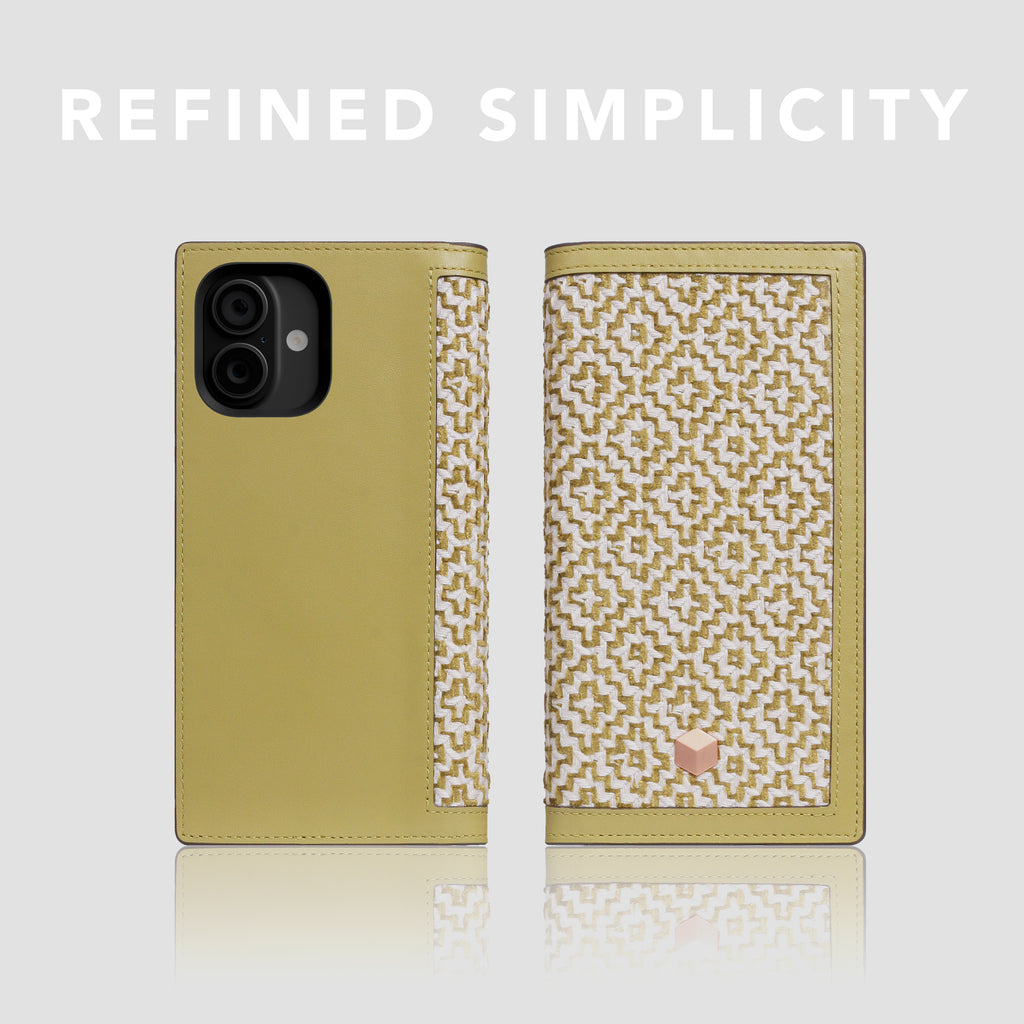 D5 [MagSafe Detachable] Edition British Fabric Diary Case for iPhone 16 (Lime Olive)