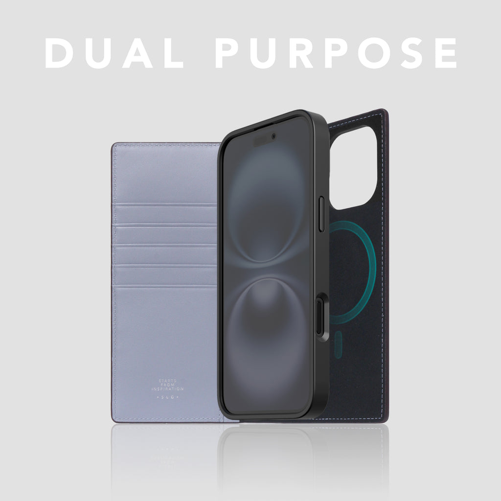 D5 [MagSafe Detachable] Edition British Fabric Diary Case for iPhone 16 (Ash Blue)