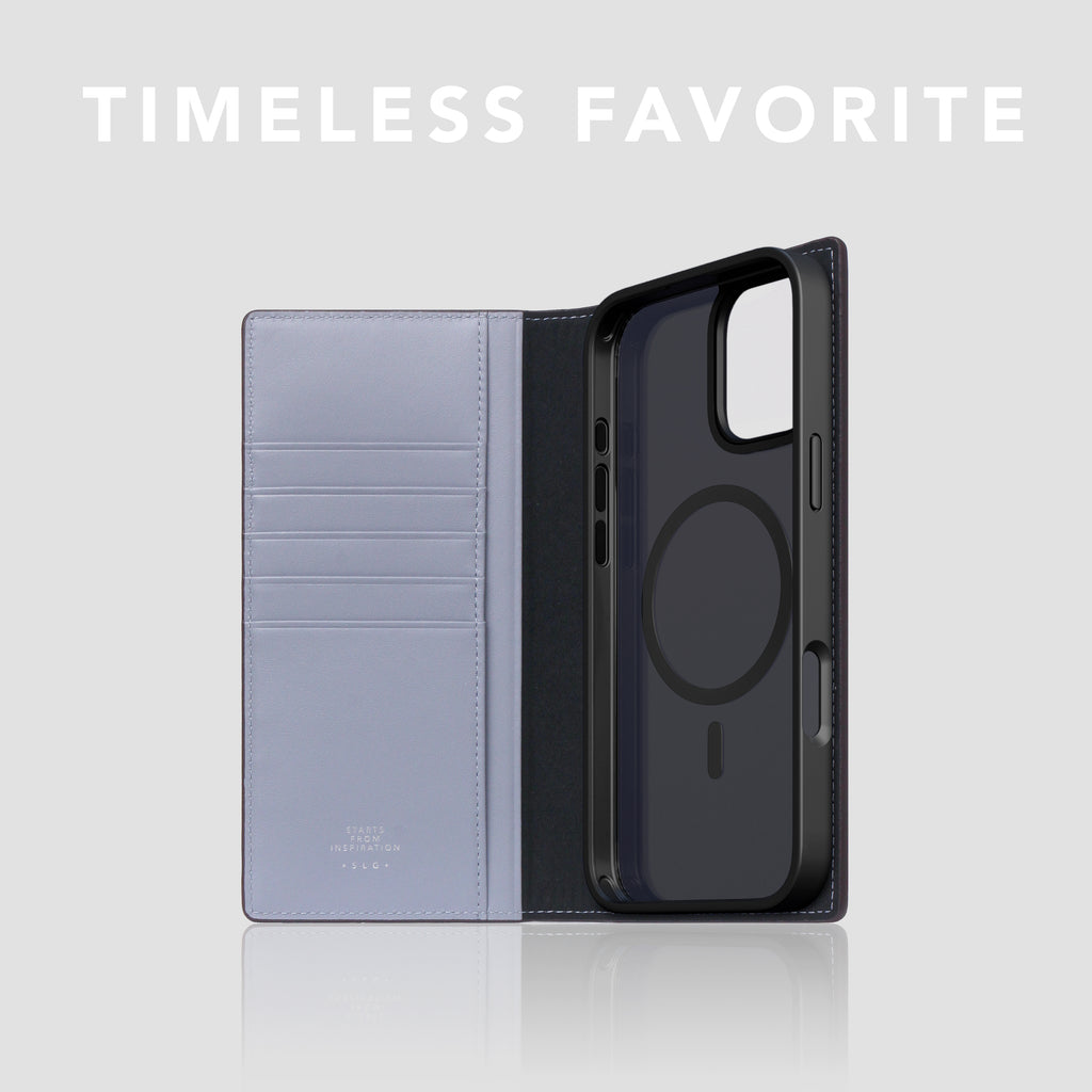 D5 [MagSafe Detachable] Edition British Fabric Diary Case for iPhone 16 (Ash Blue)