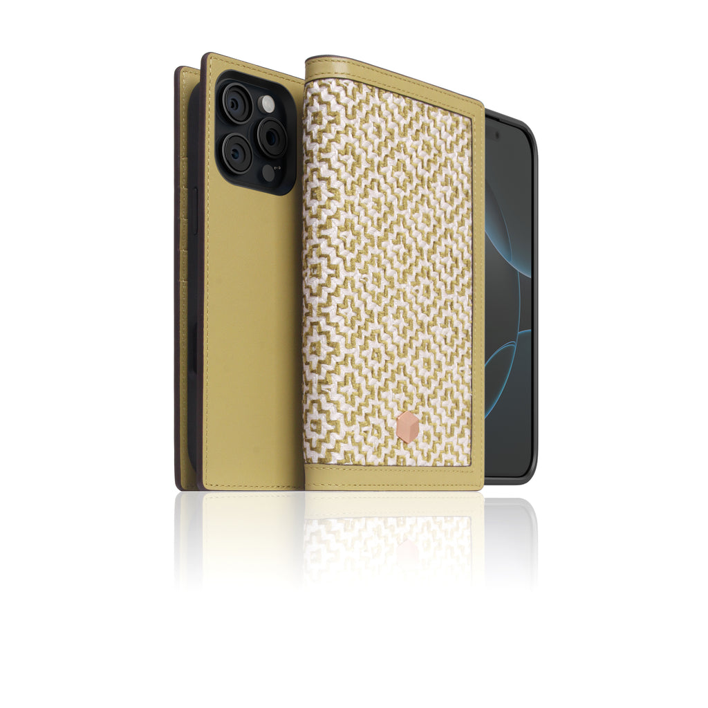 D5 [MagSafe Detachable] Edition British Fabric Diary Case for iPhone 16 Pro (Lime Olive)