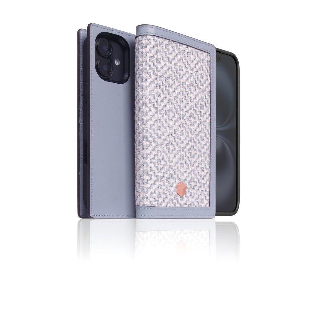 D5 [MagSafe Detachable] Edition British Fabric Diary Case for iPhone 16 (Ash Blue)