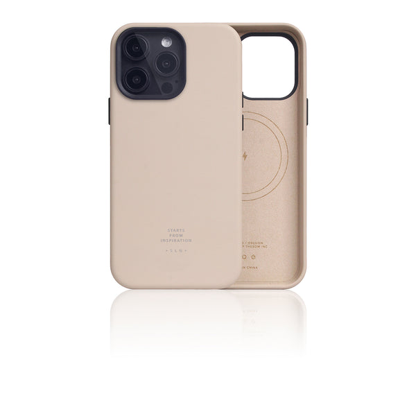 D5 [MagSafe] Calf Skin Leather Case for iPhone 15 Pro Max (Craie)