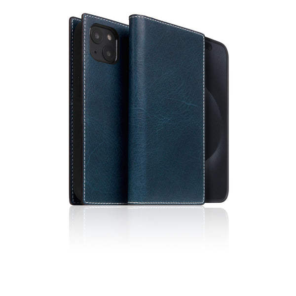 D7 [MagSafe Detachable] Italian Wax Leather Diary Case for iPhone 15 Plus (Blue)