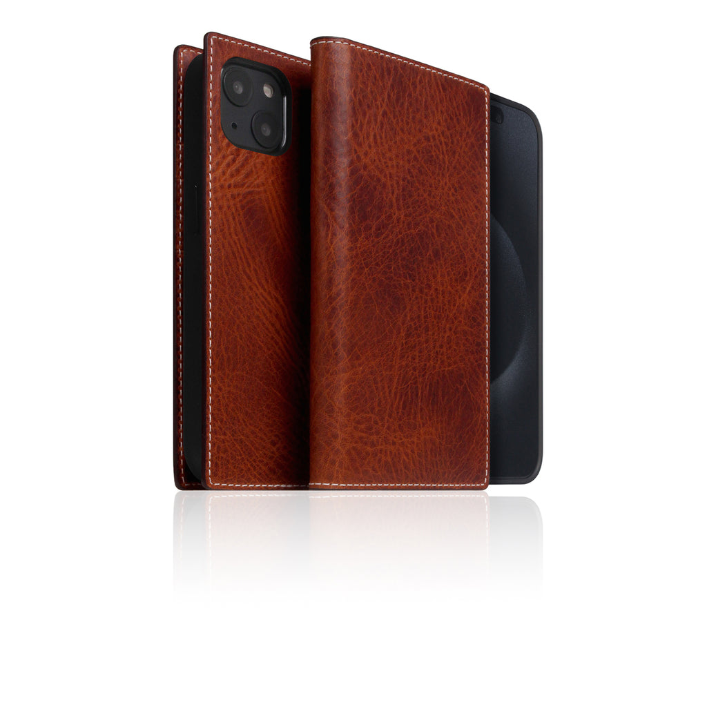 D7 [MagSafe Detachable] Italian Wax Leather Diary Case for iPhone 15 Plus (Brown)