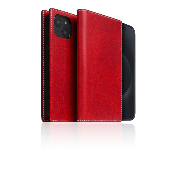 D7 [MagSafe Detachable] Italian Wax Leather Diary Case for iPhone 15 Plus (Red)
