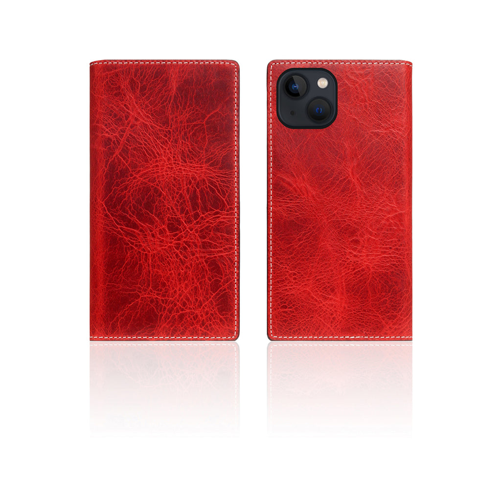 D7 [MagSafe Detachable] Italian Wax Leather Diary Case for iPhone 15 (Red)