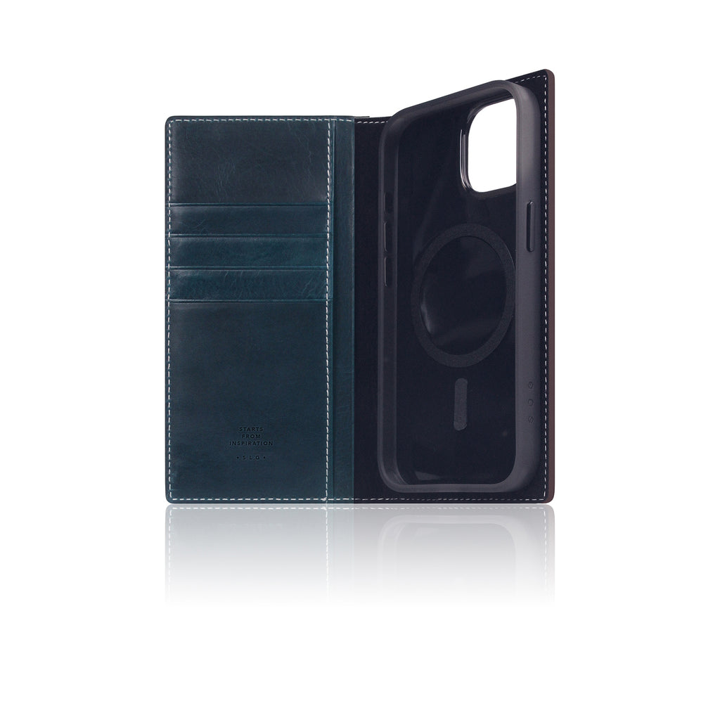 D7 [MagSafe Detachable] Italian Wax Leather Diary Case for iPhone 15 (Blue)