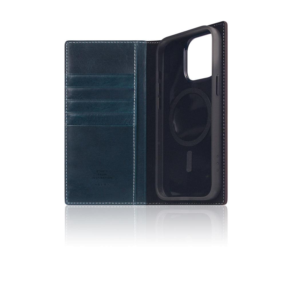 D7 [MagSafe Detachable] Italian Wax Leather Diary Case for iPhone 16 Pro Max (Blue)