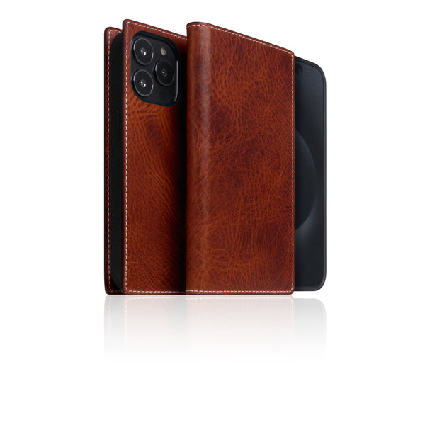 D7 [MagSafe Detachable] Italian Wax Leather Diary Case for iPhone 16 Pro Max (Brown)