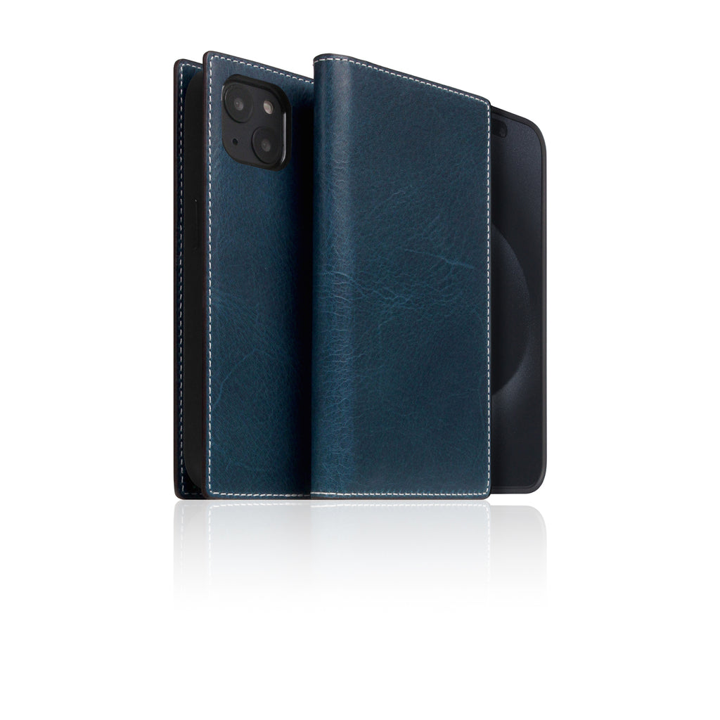 D7 [MagSafe Detachable] Italian Wax Leather Diary Case for iPhone 15 (Blue)