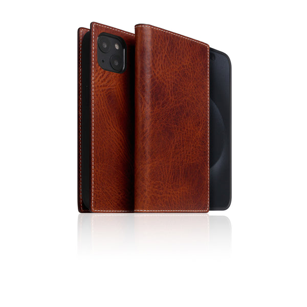 D7 [MagSafe Detachable] Italian Wax Leather Diary Case for iPhone 15 (Brown)