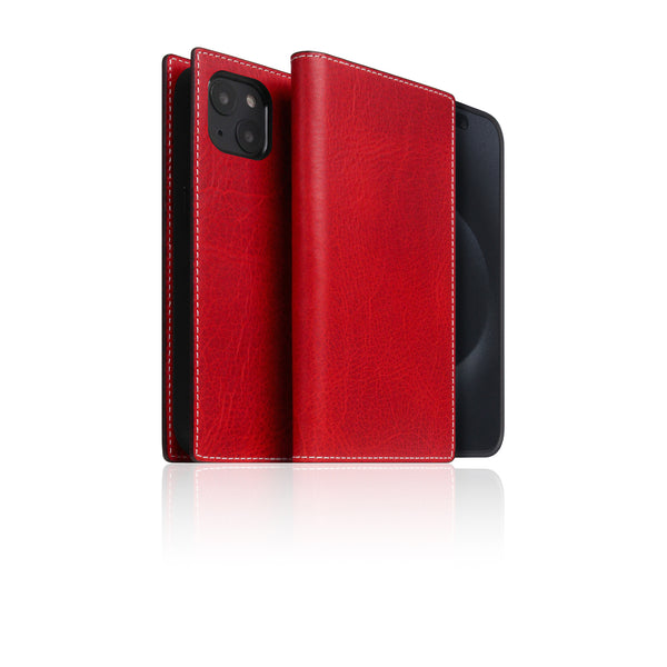 D7 [MagSafe Detachable] Italian Wax Leather Diary Case for iPhone 15 (Red)