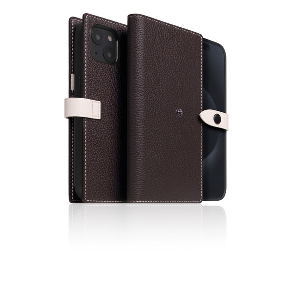 D8 [MagSafe Detachable] Edition Full Grain Leather Diary Case for iPhone 15 Plus (Brown Cream)