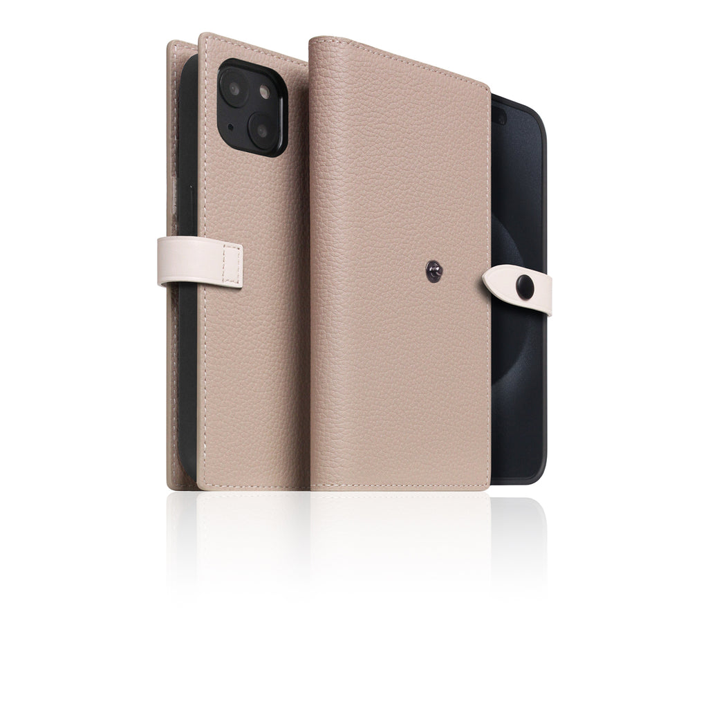 D8 [MagSafe Detachable] Edition Full Grain Leather Diary Case for iPhone 15 Plus (Light Cream)