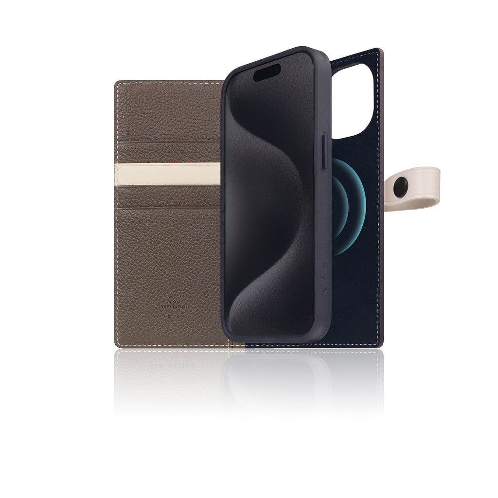 D8 [MagSafe Detachable] Edition Full Grain Leather Diary Case for iPhone 15 (Etoffe Cream)