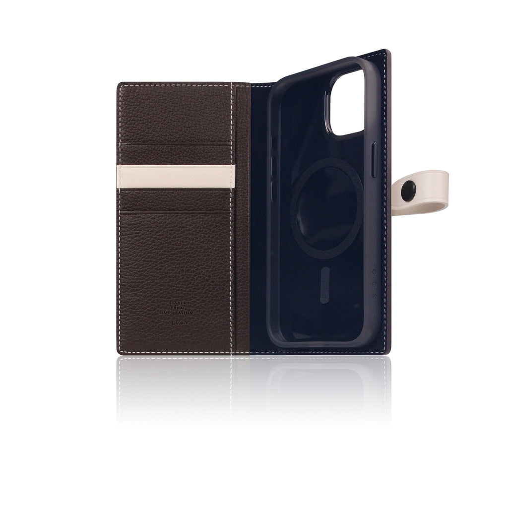 D8 [MagSafe Detachable] Edition Full Grain Leather Diary Case for iPhone 15 (Brown Cream)