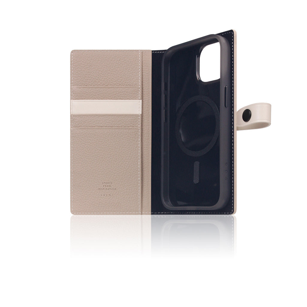 D8 [MagSafe Detachable] Edition Full Grain Leather Diary Case for iPhone 15 (Light Cream)
