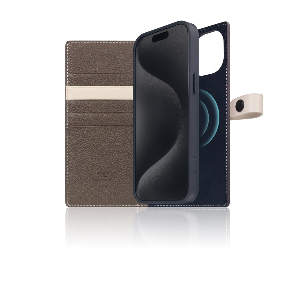 D8 [MagSafe Detachable] Edition Full Grain Leather Diary Case for iPhone 15 Plus (Etoffe Cream)