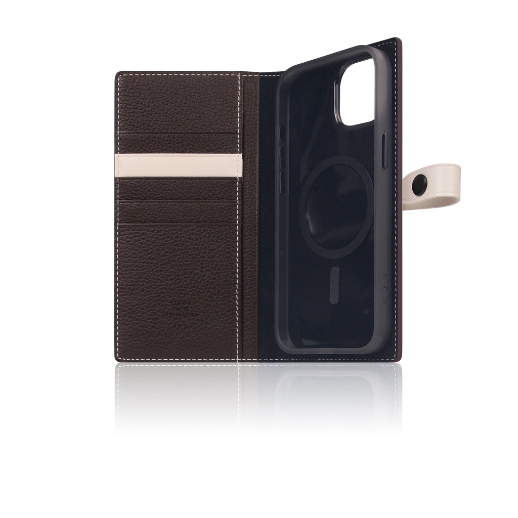 D8 [MagSafe Detachable] Edition Full Grain Leather Diary Case for iPhone 15 Plus (Brown Cream)