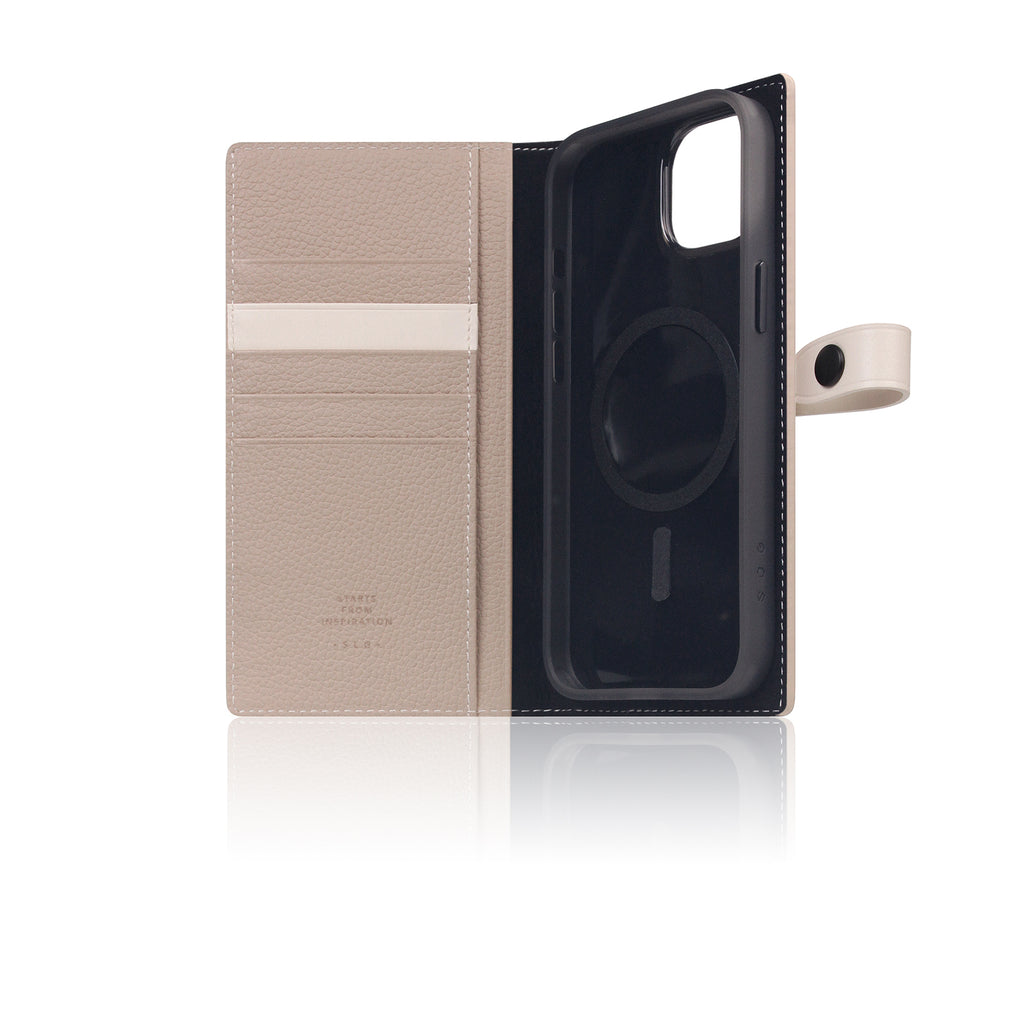 D8 [MagSafe Detachable] Edition Full Grain Leather Diary Case for iPhone 15 Plus (Light Cream)