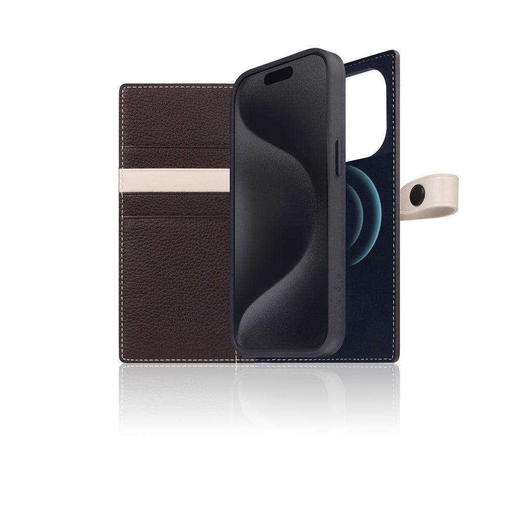 D8 [MagSafe Detachable] Edition Full Grain Leather Diary Case for iPhone 16 Pro (Brown Cream)