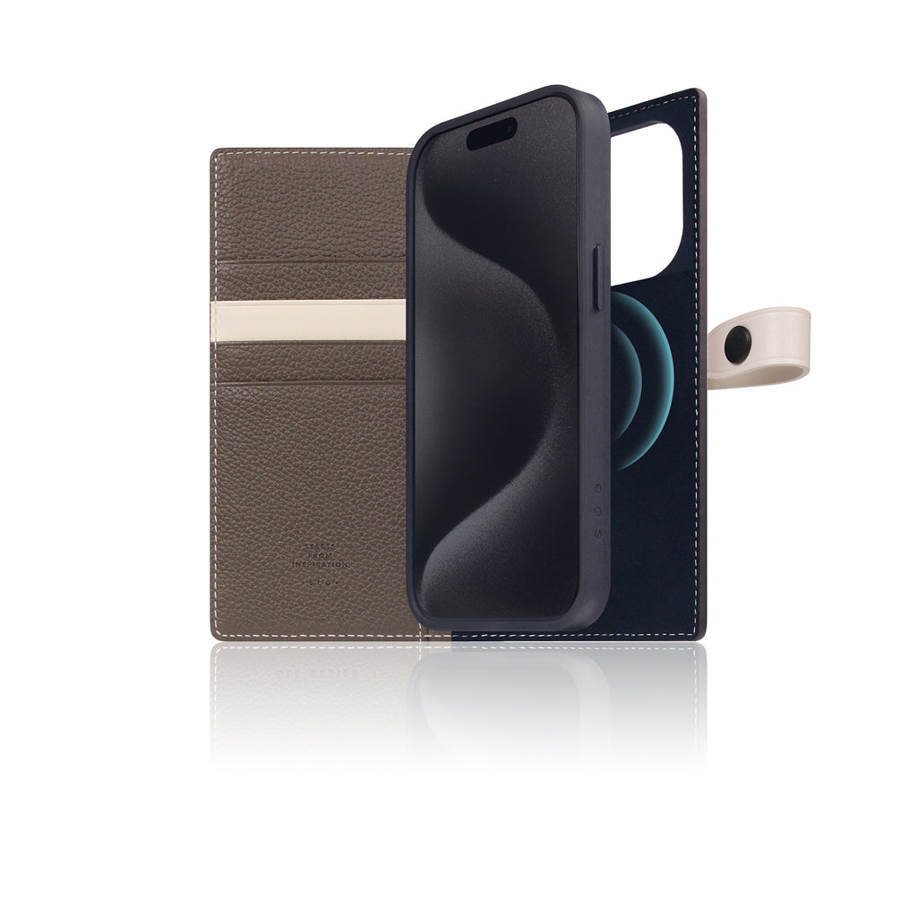 D8 [MagSafe Detachable] Edition Full Grain Leather Diary Case for iPhone 16 Pro (Etoffe Cream)