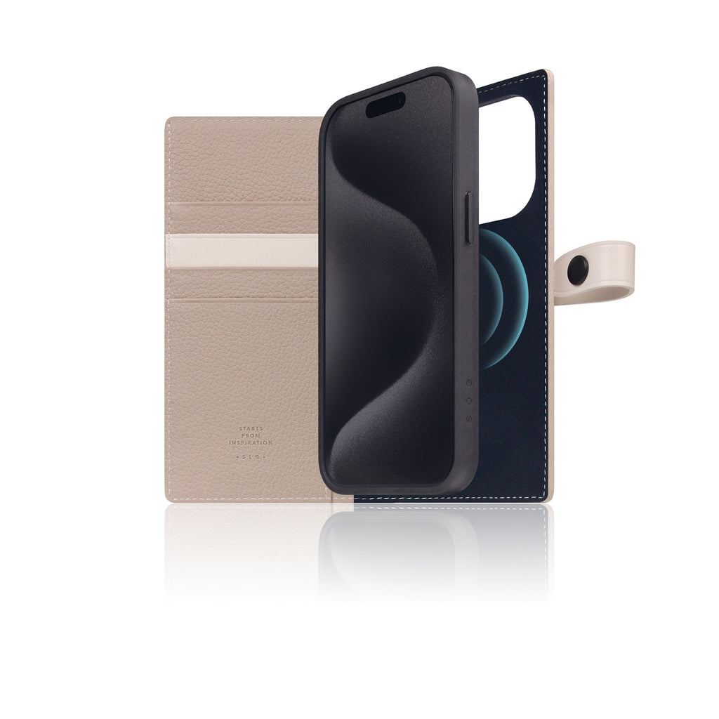 D8 [MagSafe Detachable] Edition Full Grain Leather Diary Case for iPhone 16 Pro (Light Cream) (Copy)