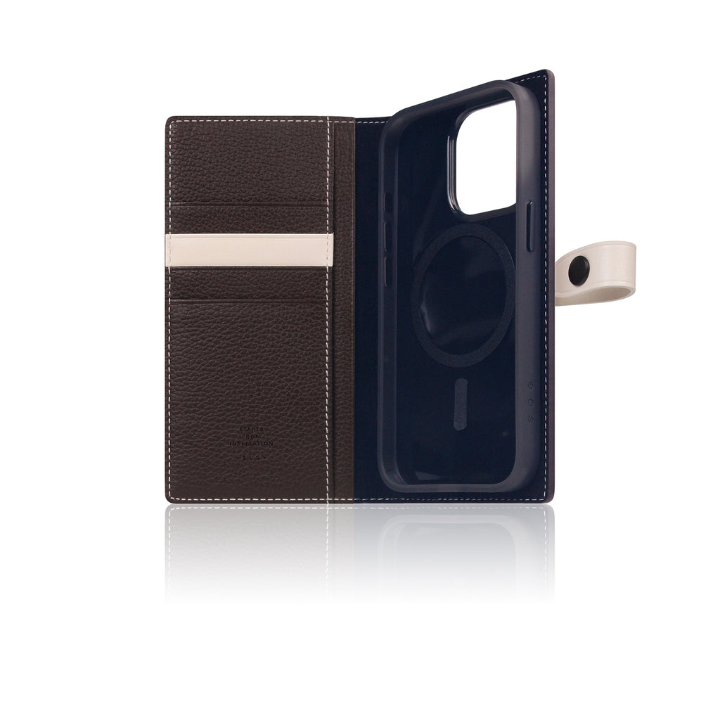 D8 [MagSafe Detachable] Edition Full Grain Leather Diary Case for iPhone 16 Pro (Brown Cream)