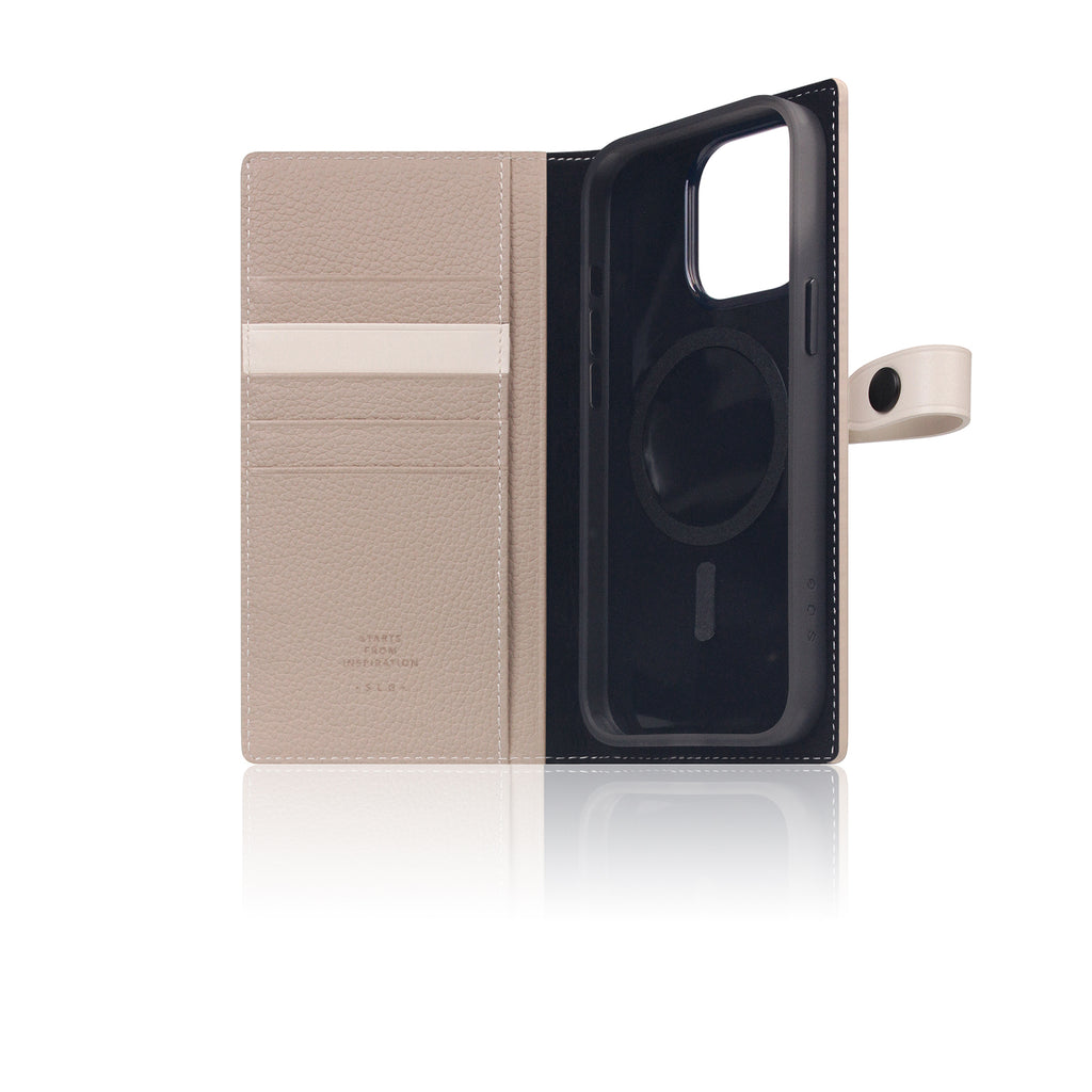 D8 [MagSafe Detachable] Edition Full Grain Leather Diary Case for iPhone 16 Pro Max (Light Cream)