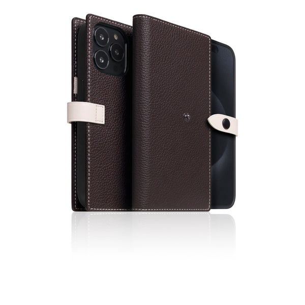 D8 [MagSafe Detachable] Edition Full Grain Leather Diary Case for iPhone 16 Pro Max (Brown Cream)