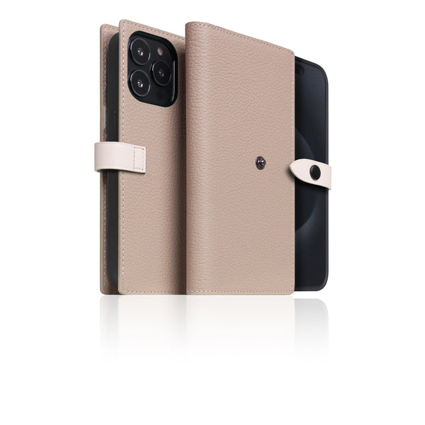 D8 [MagSafe Detachable] Edition Full Grain Leather Diary Case for iPhone 16 Pro Max (Light Cream)