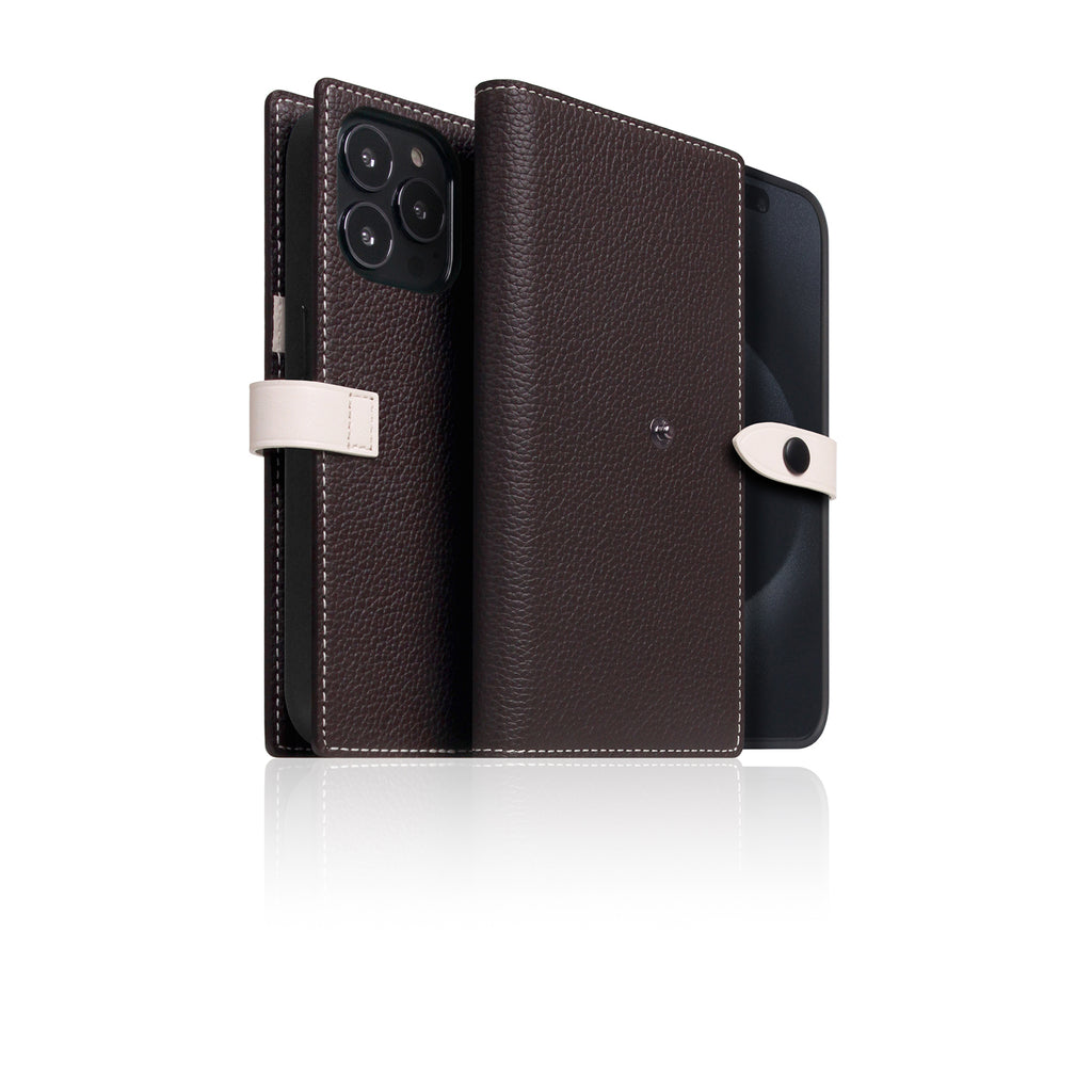 D8 [MagSafe Detachable] Edition Full Grain Leather Diary Case for iPhone 16 Pro (Brown Cream)