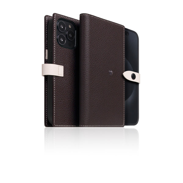 D8 [MagSafe Detachable] Edition Full Grain Leather Diary Case for iPhone 16 Pro (Brown Cream)