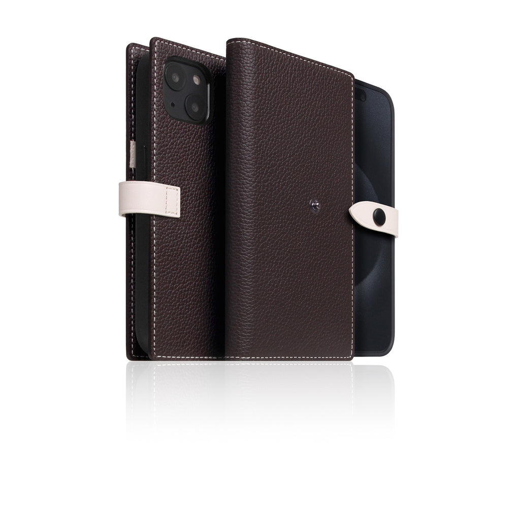 D8 [MagSafe Detachable] Edition Full Grain Leather Diary Case for iPhone 15 (Brown Cream)