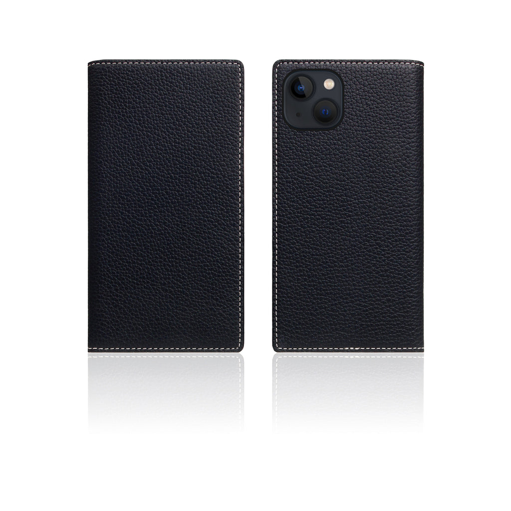 D8 [MagSafe Detachable] Full Grain Leather Diary Case for iPhone 16 (Black Blue)