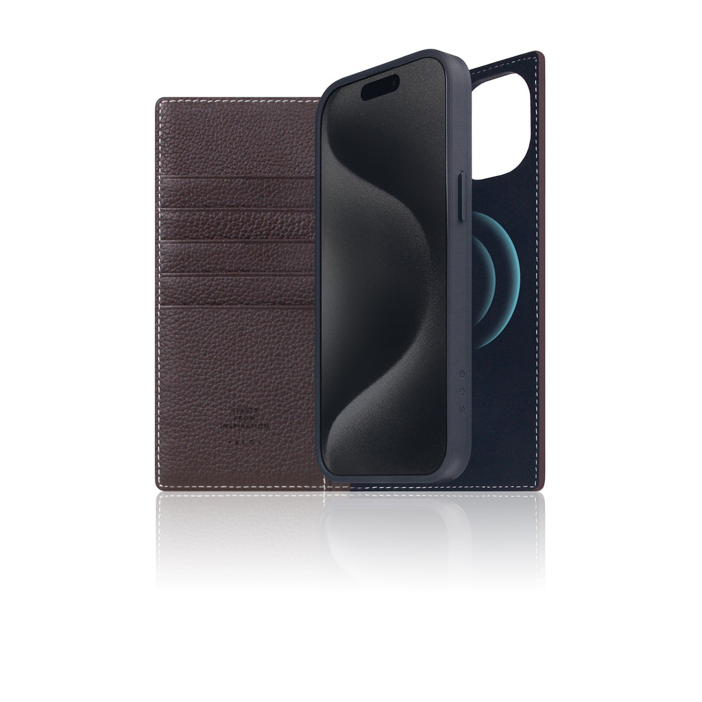 D8 [MagSafe Detachable] Full Grain Leather Diary Case for iPhone 16 Plus (Brown Cream)
