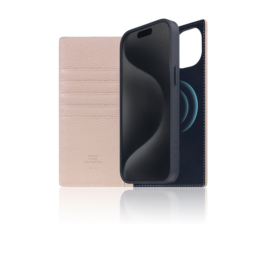 D8 [MagSafe Detachable] Full Grain Leather Diary Case for iPhone 16 Plus (Light Cream)