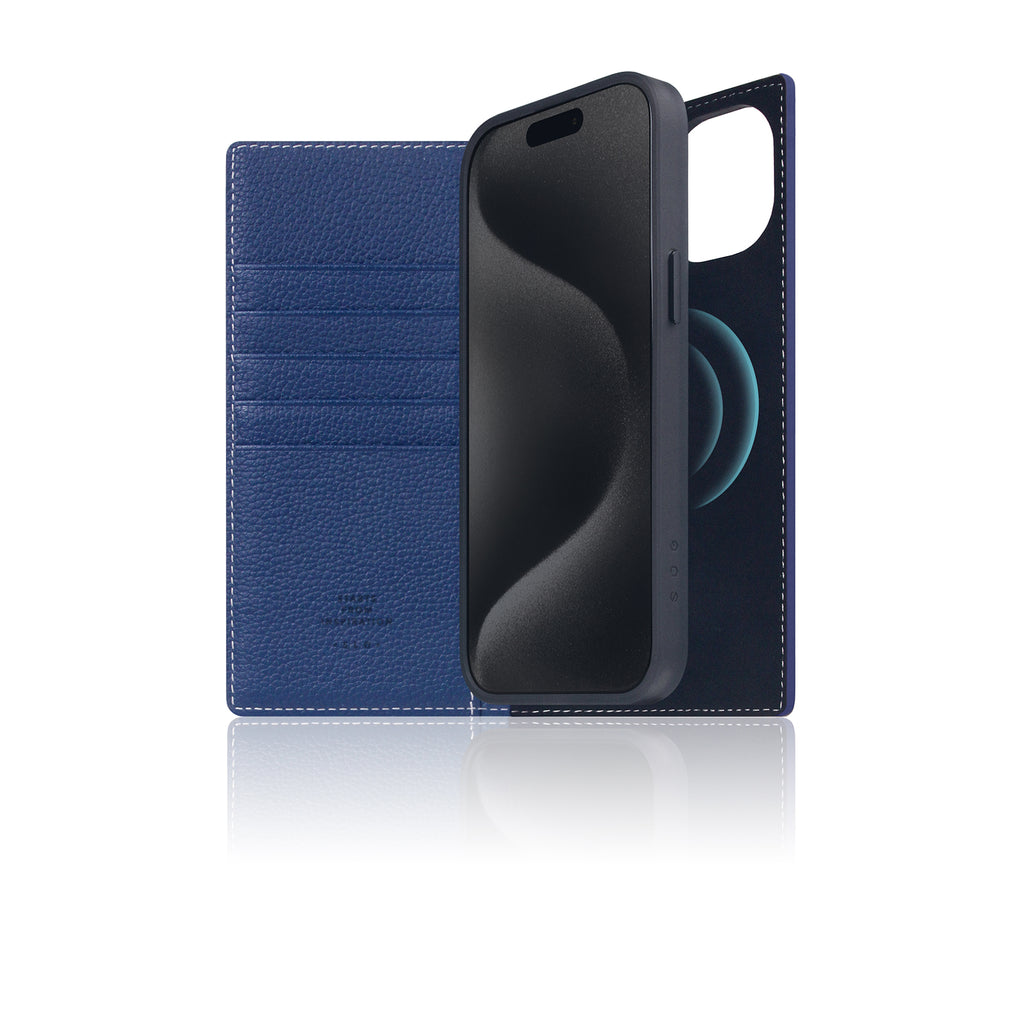 D8 [MagSafe Detachable] Full Grain Leather Diary Case for iPhone 16 Plus (Navy Blue)