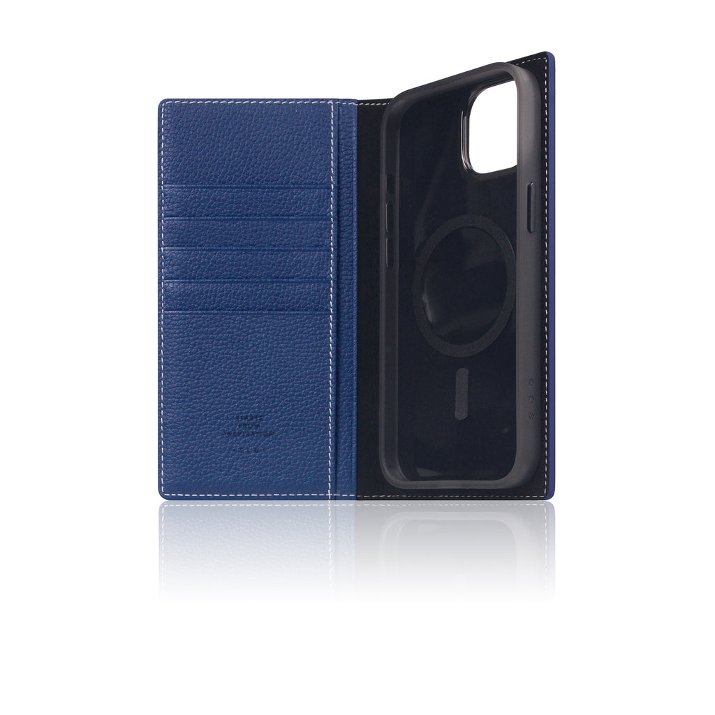 D8 [MagSafe Detachable] Full Grain Leather Diary Case for iPhone 16 Plus (Navy Blue)