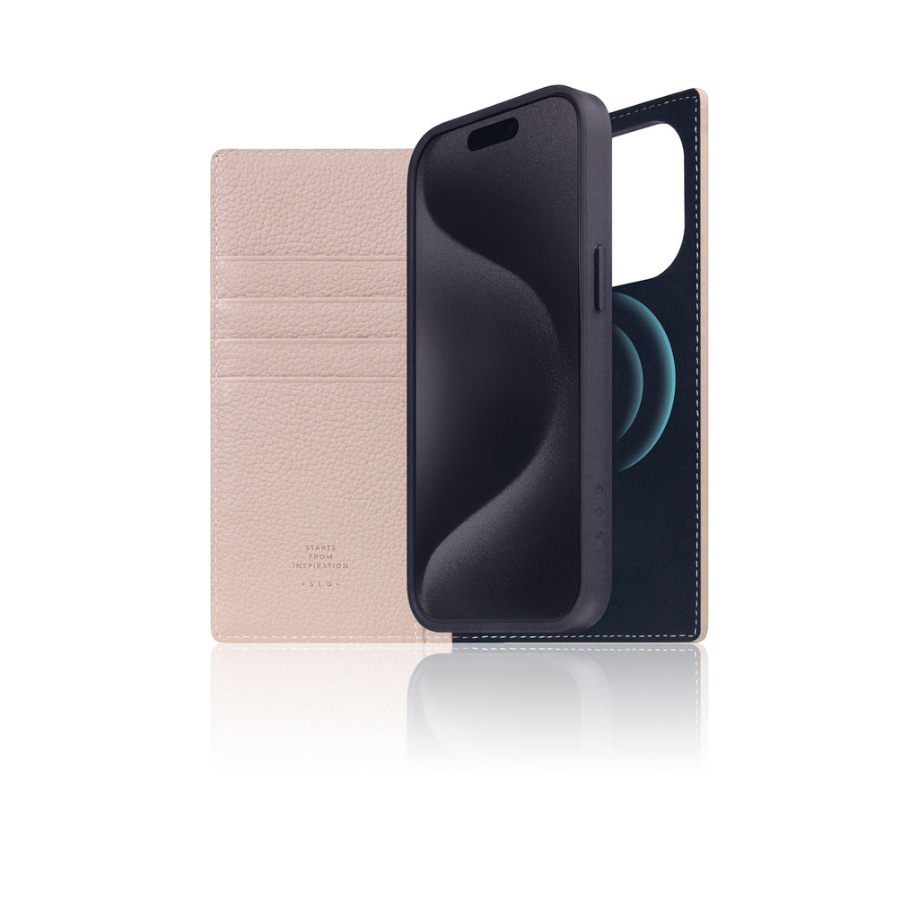 D8 [MagSafe Detachable] Full Grain Leather Diary Case for iPhone 16 Pro (Light Cream)