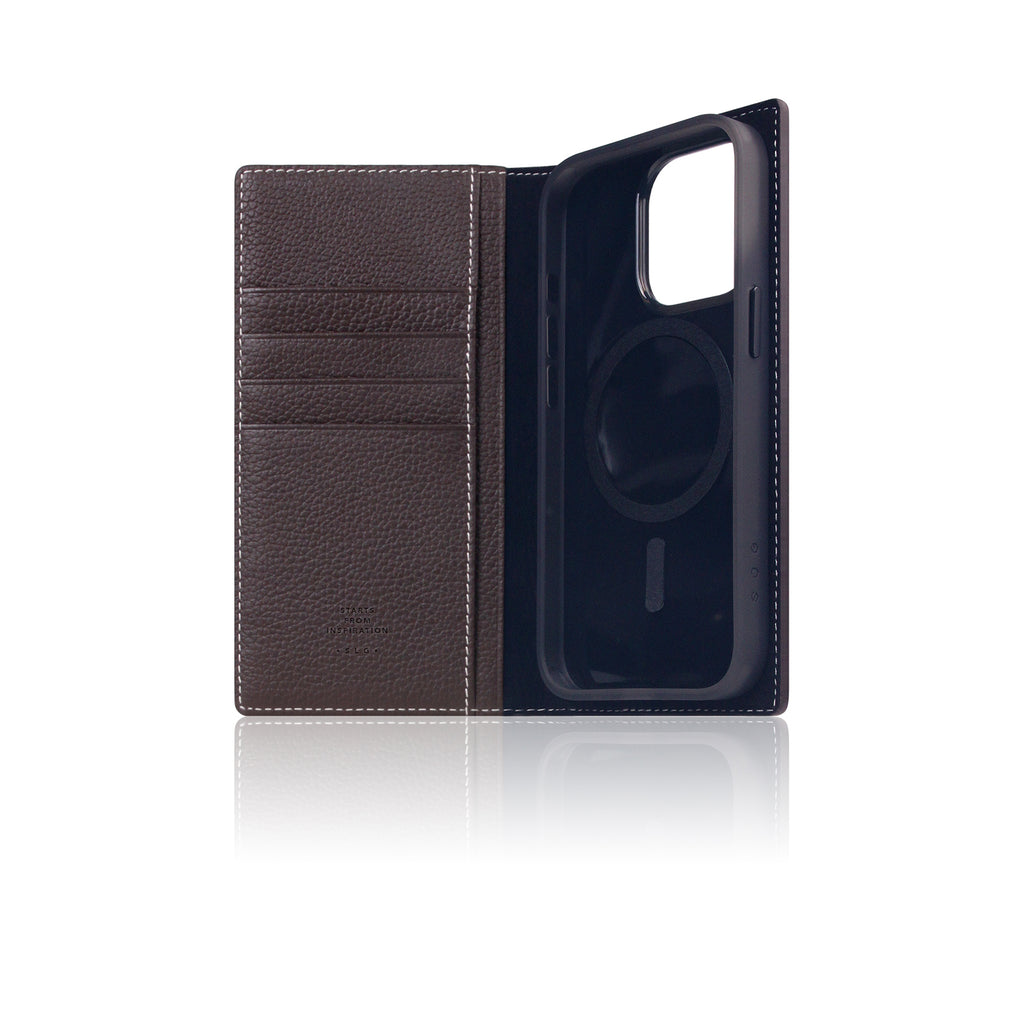 D8 [MagSafe Detachable] Full Grain Leather Diary Case for iPhone 16 Pro (Brown Cream)