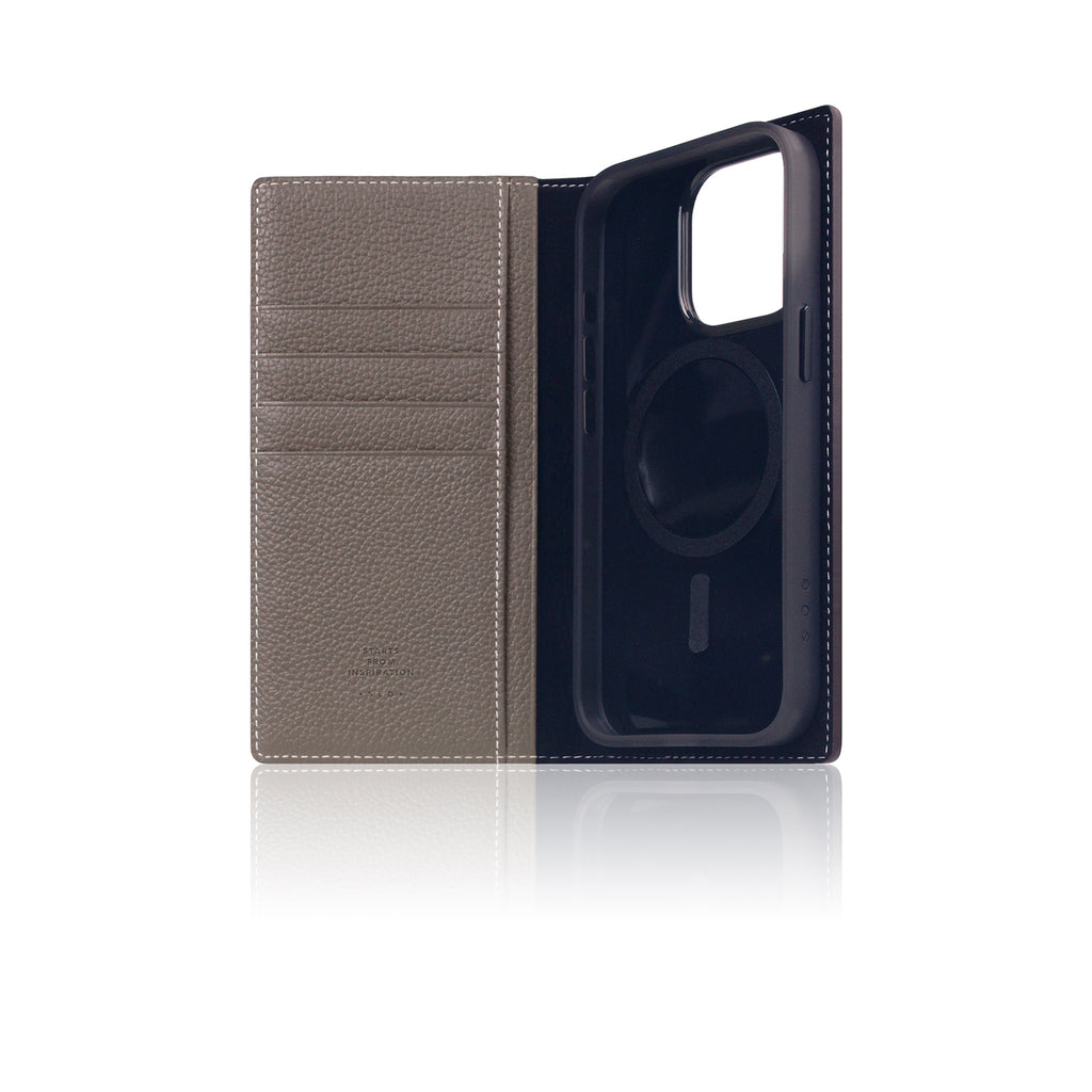 D8 [MagSafe Detachable] Full Grain Leather Diary Case for iPhone 16 Pro (Etoffe Cream)