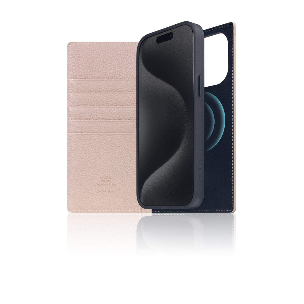 D8 [MagSafe Detachable] Full Grain Leather Diary Case for iPhone 16 Pro Max (Light Cream)