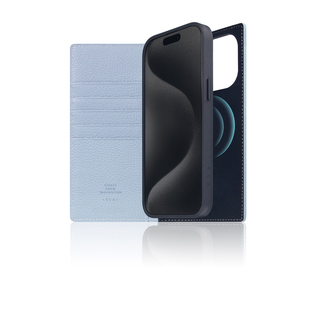 D8 [MagSafe Detachable] Full Grain Leather Diary Case for iPhone 16 Pro Max (Powder Blue)