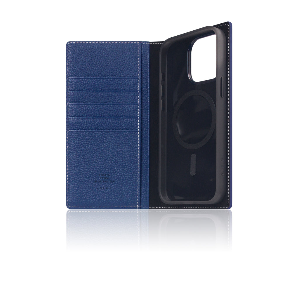 D8 [MagSafe Detachable] Full Grain Leather Diary Case for iPhone 16 Pro Max (Navy Blue)