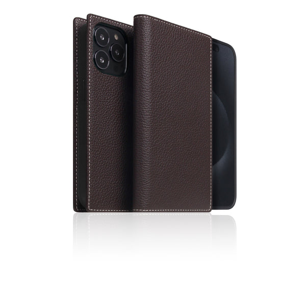 D8 [MagSafe Detachable] Full Grain Leather Diary Case for iPhone 16 Pro Max (Brown Cream)