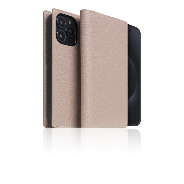 D8 [MagSafe Detachable] Full Grain Leather Diary Case for iPhone 16 Pro Max (Light Cream)