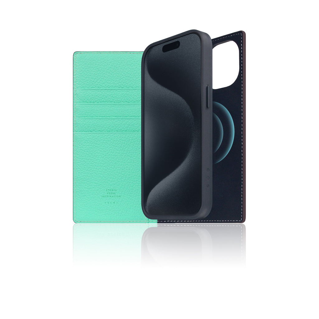 D8 [MagSafe Detachable] Neon Full Gran Leather Diary Case for iPhone 16 (Teal)