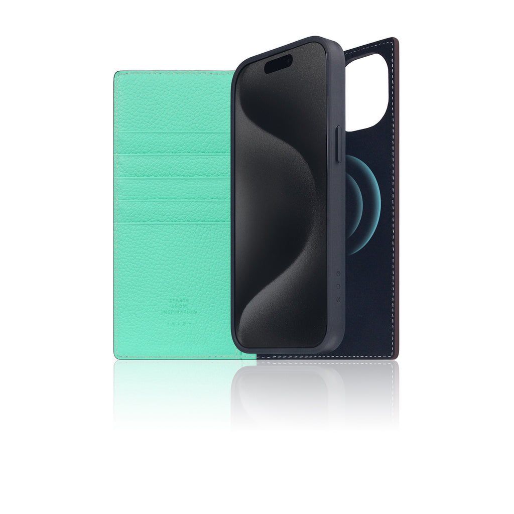 D8 [MagSafe Detachable] Neon Full Gran Leather Diary Case for iPhone 16 Plus (Teal)